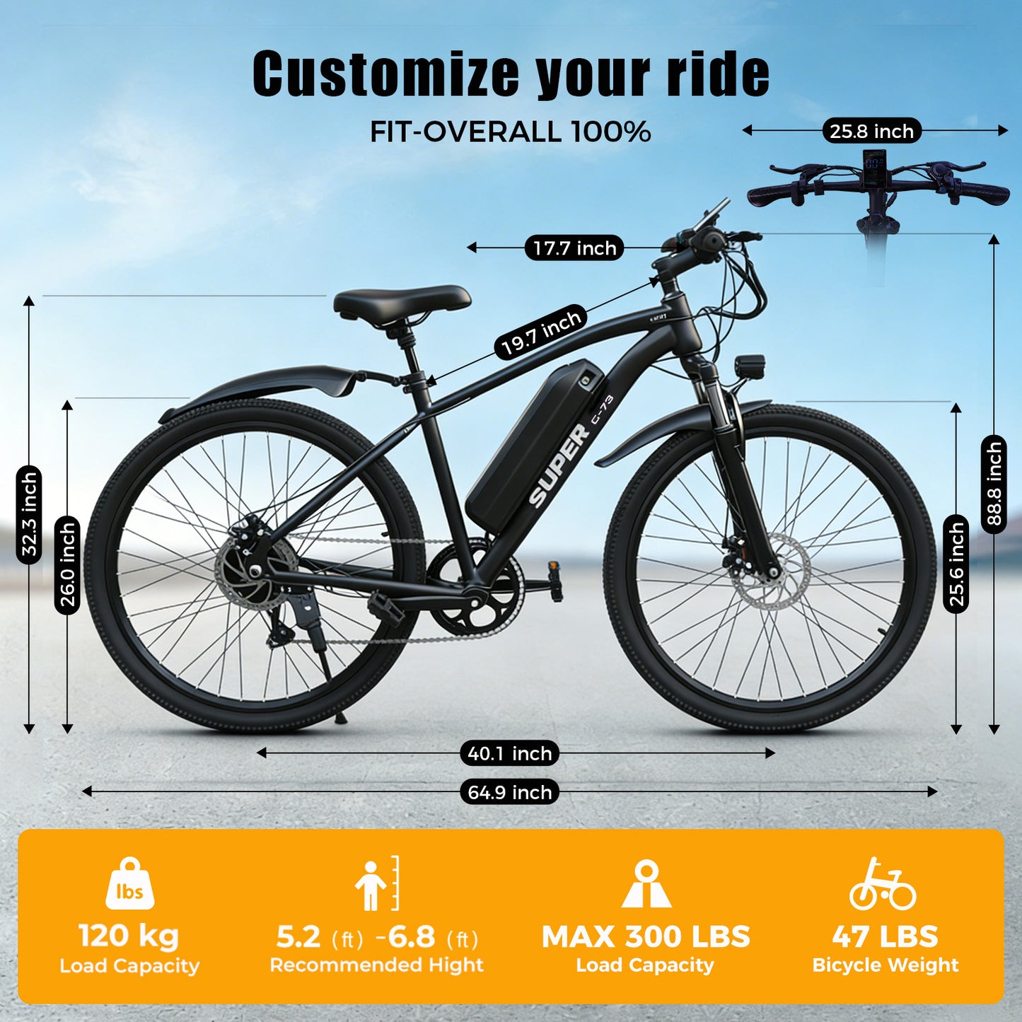 26-inch Adult Electric Bicycle - 740W Motor, 48V13AH Battery 20MPH, Front Hydraulic Shock Absorption, 7-speed Gear Shift, LCD Display - Suitable For Both Men And Women, Modern Design, Sturdy Frame, Suitable For Daily Commuting And Leisure Cycling