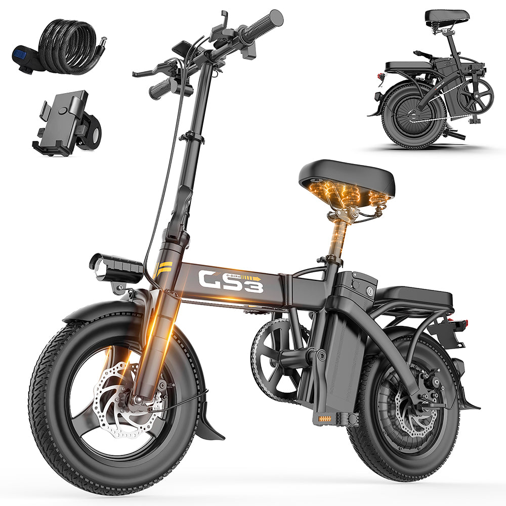 Adult folding electric bike, 250W motor, top speed 15 mph, 48V removable battery, 40-mile range with assist, 14-inch compact folding electric bike, suitable for adult commuting, off-road riding, grocery shopping, park riding, Christmas gift