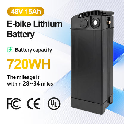 48v 15ah Lithium-ion Electric Bicycle Battery Pack for E-Bike, Inductive Battery Is Tailored for Folding Electric Bicycles And Is Compatible with Different Bike Models. A Specific Charger Is Provided