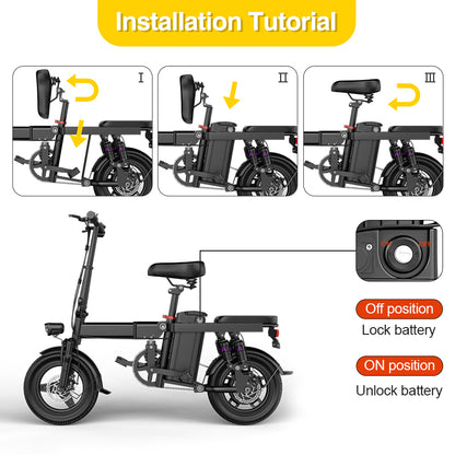48v 15ah Lithium-ion Electric Bicycle Battery Pack for E-Bike, Inductive Battery Is Tailored for Folding Electric Bicycles And Is Compatible with Different Bike Models. A Specific Charger Is Provided