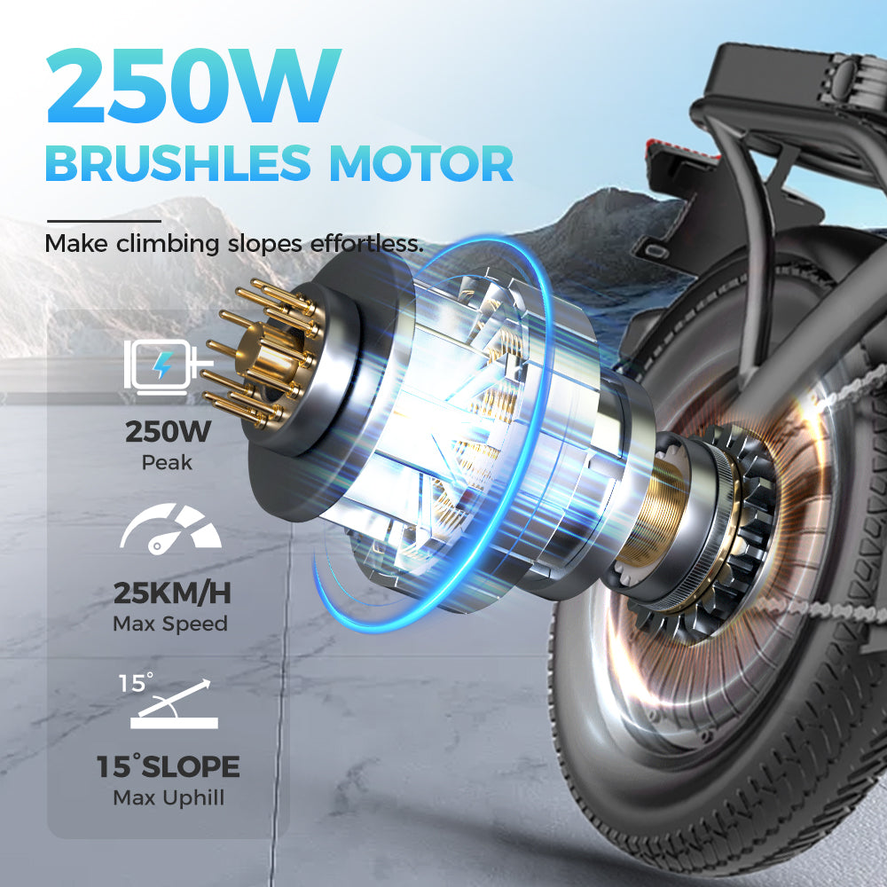 Adult folding electric bike, 250W motor, top speed 15 mph, 48V removable battery, 40-mile range with assist, 14-inch compact folding electric bike, suitable for adult commuting, off-road riding, grocery shopping, park riding, Christmas gift