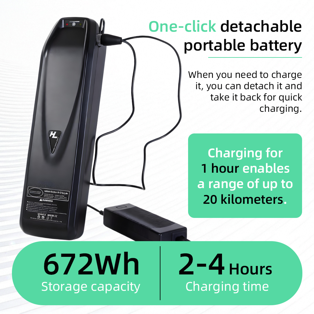 Hailong 48V 15Ah Ebike Battery 13S7P Up to 672Wh Capacity, 1000+ Cycles, Indicator Light 40A BMS for 500W–1800W Electric Bikes, Tricycles, and Mountain Models