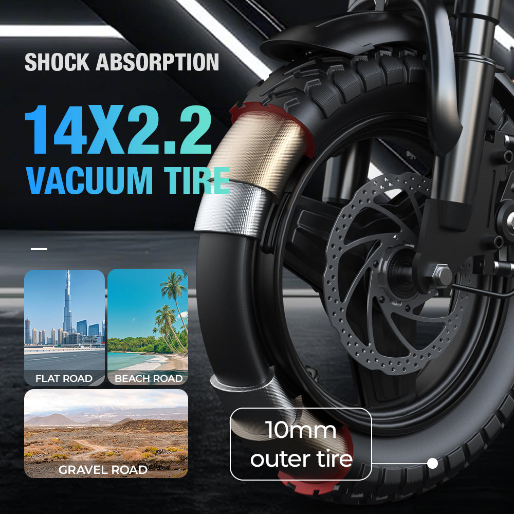 The GQ8 folding electric scooter boasts a maximum range of 20-40 miles, a 250W motor, a top speed of 20 mph, comfortable 14-inch pneumatic tires, and a lightweight, foldable design with moderate motor power and speed.