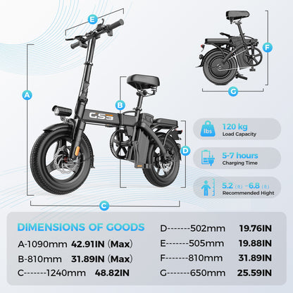 Adult folding electric bike, 250W motor, top speed 15 mph, 48V removable battery, 40-mile range with assist, 14-inch compact folding electric bike, suitable for adult commuting, off-road riding, grocery shopping, park riding, Christmas gift